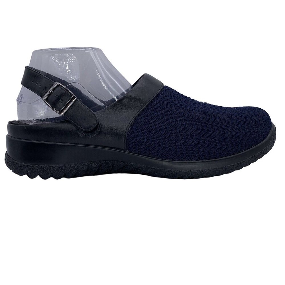 Drew Savannah Women Size 7 Navy Blue Orthopedic Stretch Buckle Strap Clog Mules